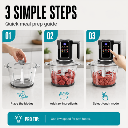 👩‍🍳Multi-Functional Food Processor with Touch Control and Glass Bowl✨