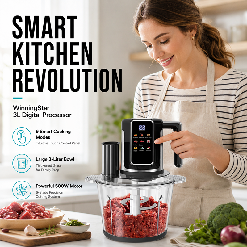 👩‍🍳Multi-Functional Food Processor with Touch Control and Glass Bowl✨