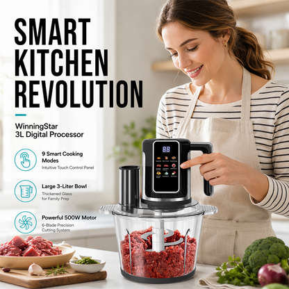👩‍🍳Multi-Functional Food Processor with Touch Control and Glass Bowl✨