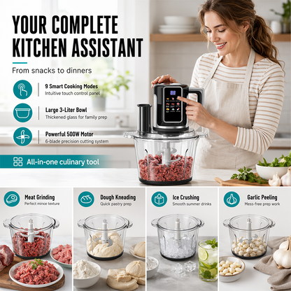 👩‍🍳Multi-Functional Food Processor with Touch Control and Glass Bowl✨