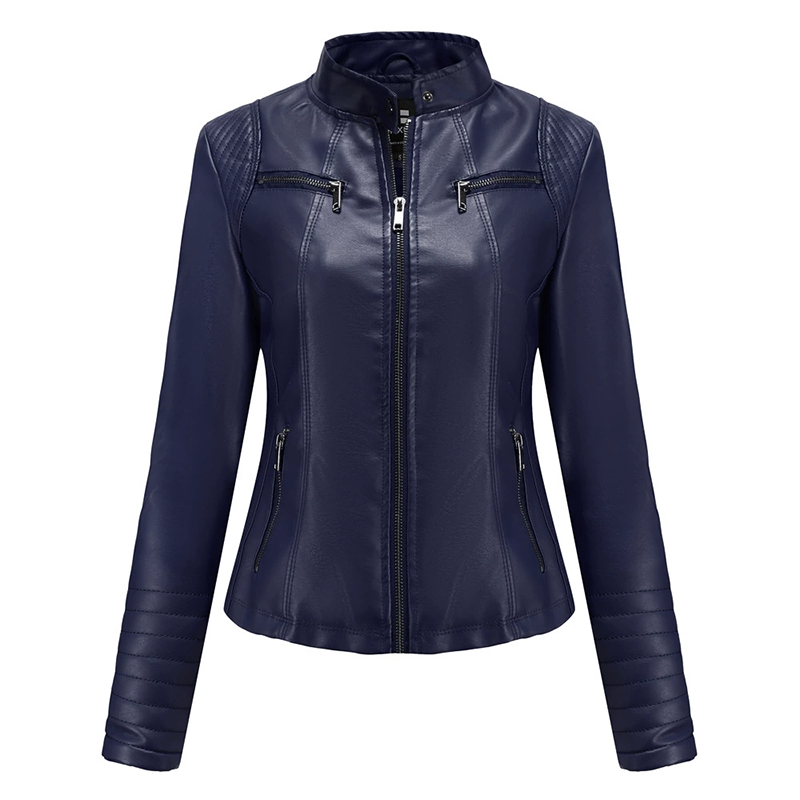 🖤Black Friday Sale:50% OFF🖤 ✨ Elevated Moto Style | Women's Slim-Fit Quilted-Shoulder Faux Leather Jacket