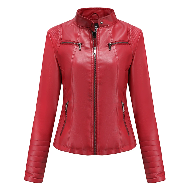 🖤Black Friday Sale:50% OFF🖤 ✨ Elevated Moto Style | Women's Slim-Fit Quilted-Shoulder Faux Leather Jacket
