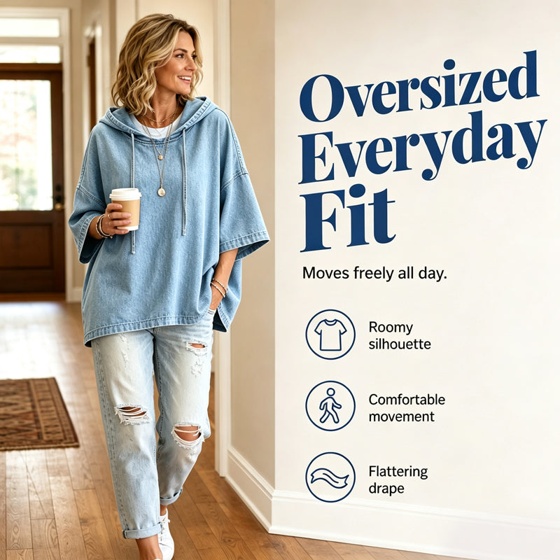 ✨2026 Collection at 50% OFF & FREE SHIPPING🎁Easy Everyday Comfort | Women's Relaxed Hooded Denim Pullover