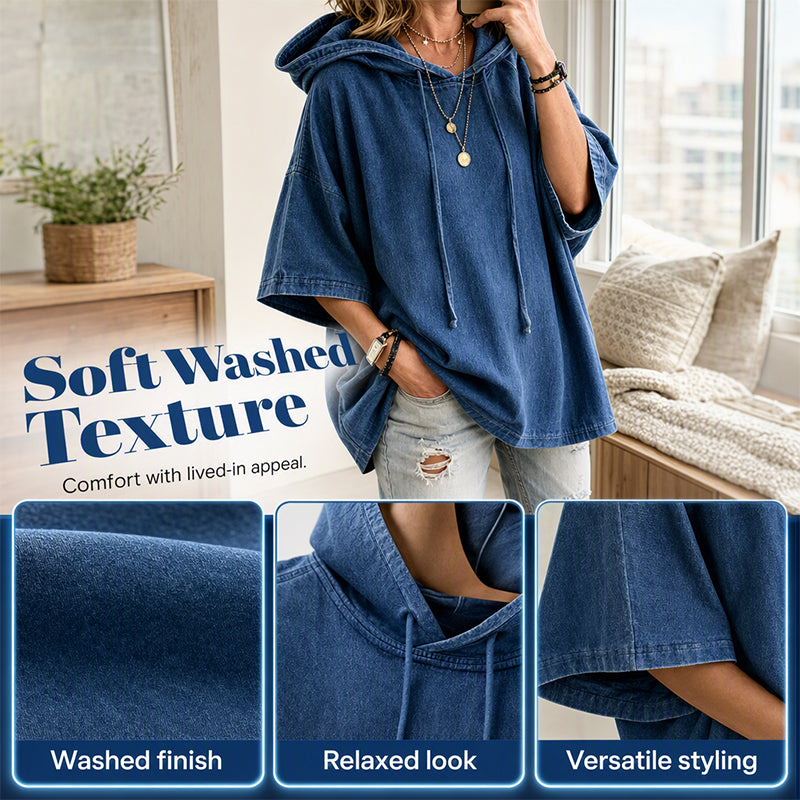 ✨2026 Collection at 50% OFF & FREE SHIPPING🎁Easy Everyday Comfort | Women's Relaxed Hooded Denim Pullover