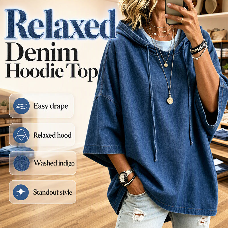 ✨2026 Collection at 50% OFF & FREE SHIPPING🎁Easy Everyday Comfort | Women's Relaxed Hooded Denim Pullover