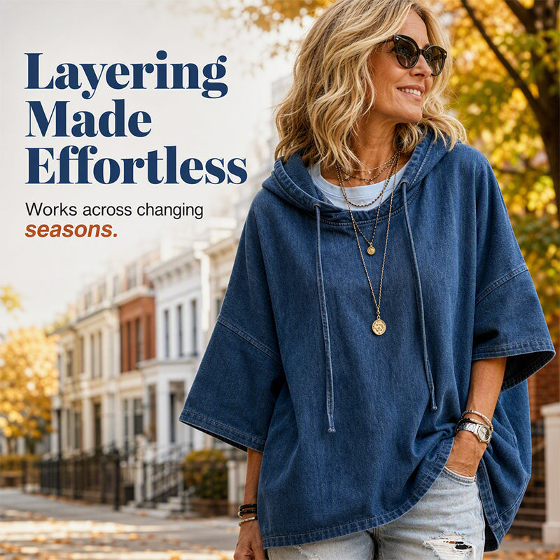 ✨2026 Collection at 50% OFF & FREE SHIPPING🎁Easy Everyday Comfort | Women's Relaxed Hooded Denim Pullover