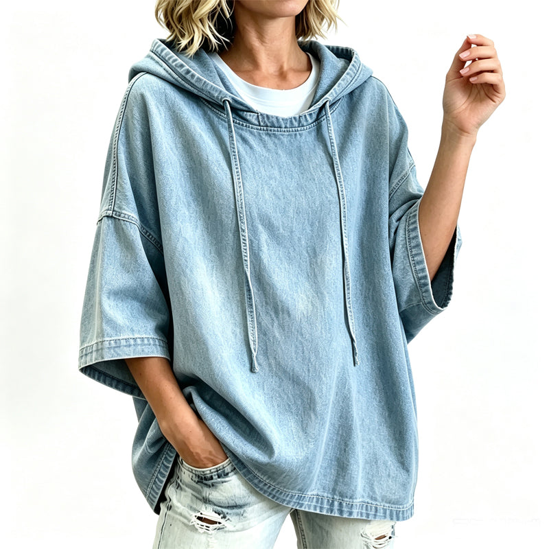 ✨2026 Collection at 50% OFF & FREE SHIPPING🎁Easy Everyday Comfort | Women's Relaxed Hooded Denim Pullover