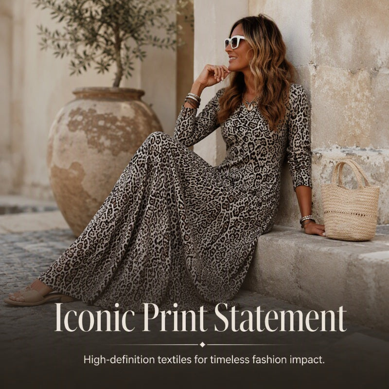 🖤Black Friday Sale:50% OFF🖤✨ Timeless Statement Style | Women's Leopard Print Long-Sleeve Maxi Dress