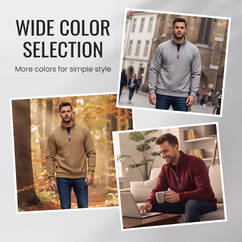 🖤Black Friday Sale:50% OFF🖤 🍂 Easy Everyday Comfort | Men's Warm-Lined Stand-Collar Quarter-Zip Pullover