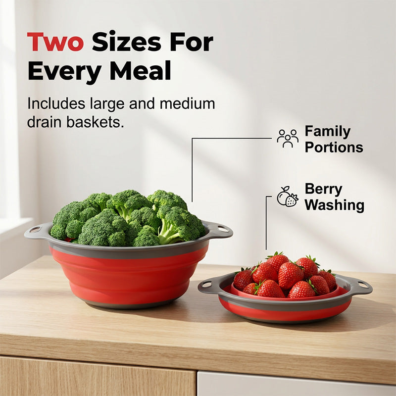 Collapsible Kitchen Colander Space Saving Vegetable Fruit Drain Basket