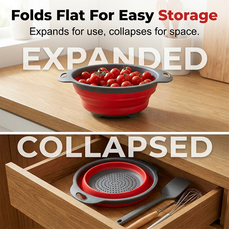 Collapsible Kitchen Colander Space Saving Vegetable Fruit Drain Basket