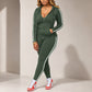✨ Sporty Everyday Comfort | Women's Striped Zip-Up Hoodie & Pants 2-Piece Set