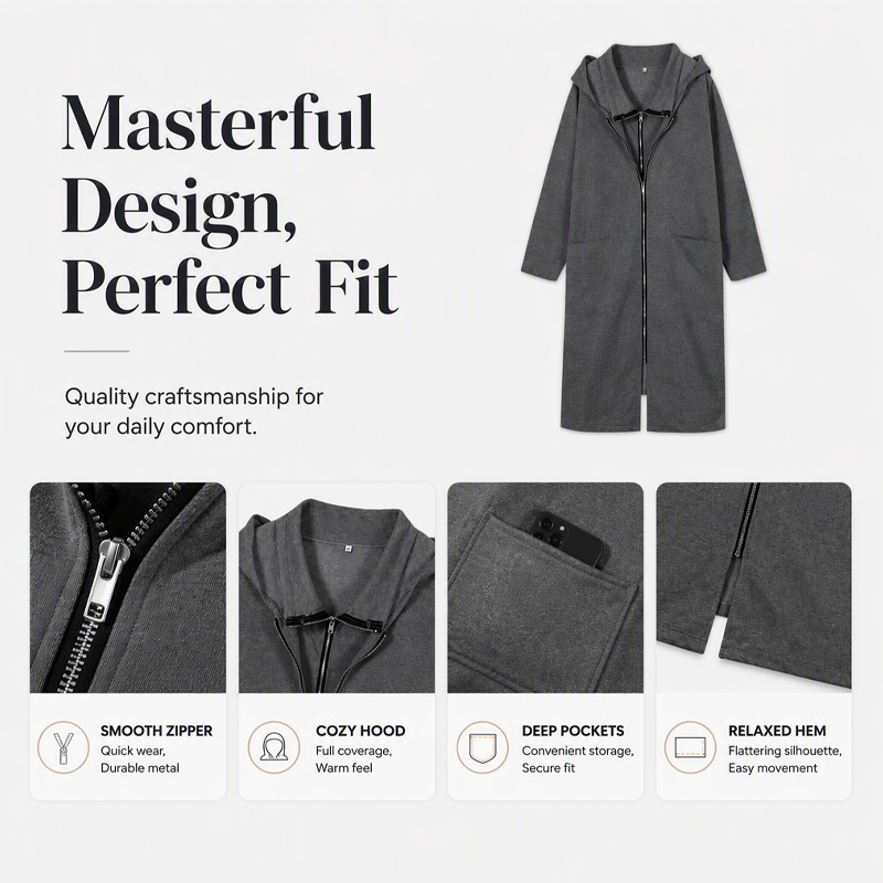 🧥 Double-Zip Detail, Easy Mid-Length Coverage | Women's Hooded Jacket
