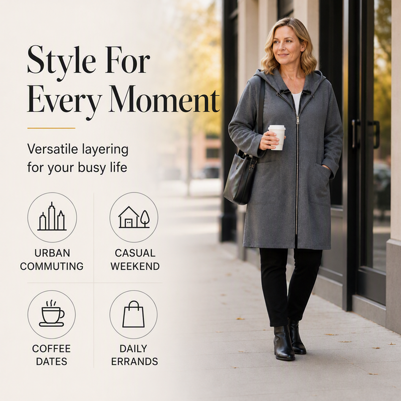 🧥 Double-Zip Detail, Easy Mid-Length Coverage | Women's Hooded Jacket