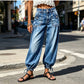 👖 Shape It Your Way | Women's High-Waisted Adjustable-Hem Barrel Jeans⚡Free shipping