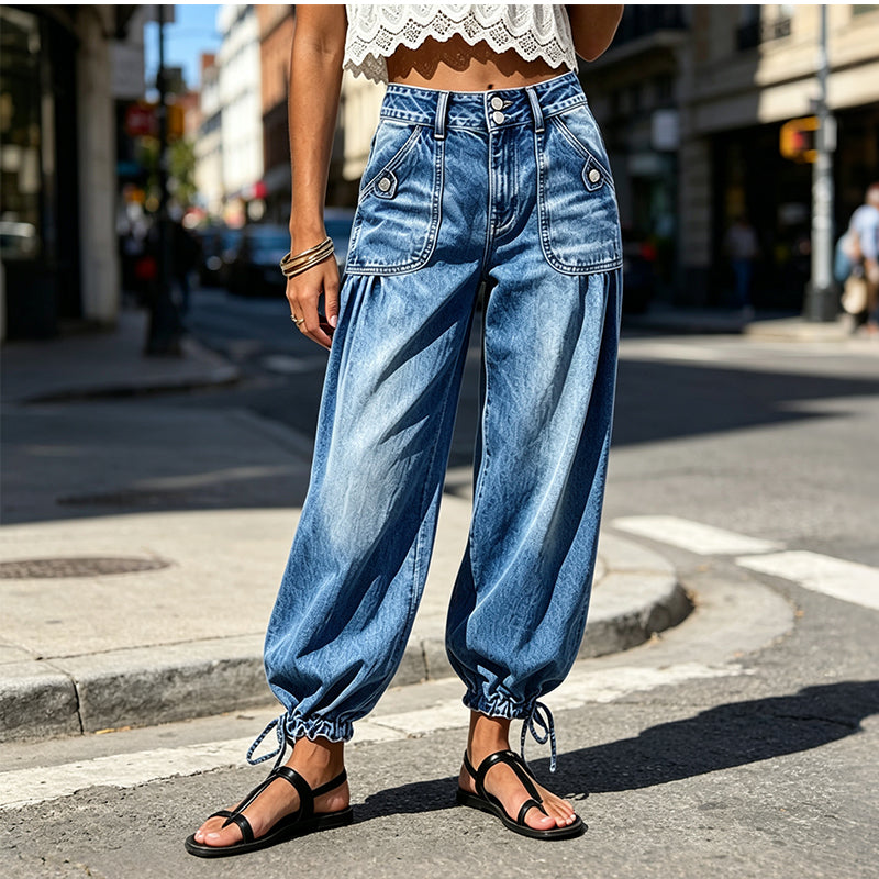 👖 Shape It Your Way | Women's High-Waisted Adjustable-Hem Barrel Jeans⚡Free shipping