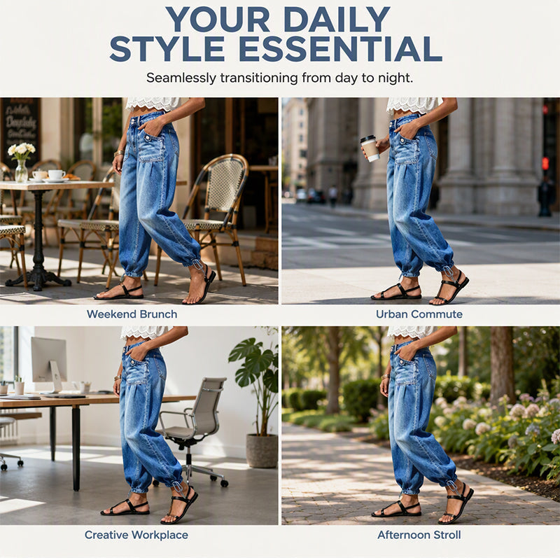 👖 Shape It Your Way | Women's High-Waisted Adjustable-Hem Barrel Jeans⚡Free shipping