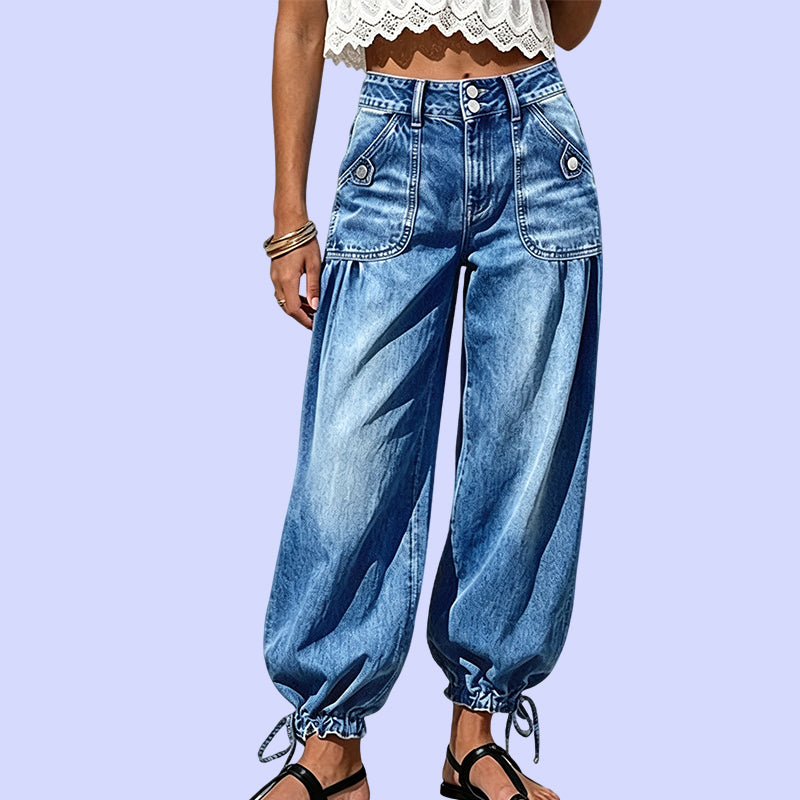 👖 Shape It Your Way | Women's High-Waisted Adjustable-Hem Barrel Jeans⚡Free shipping