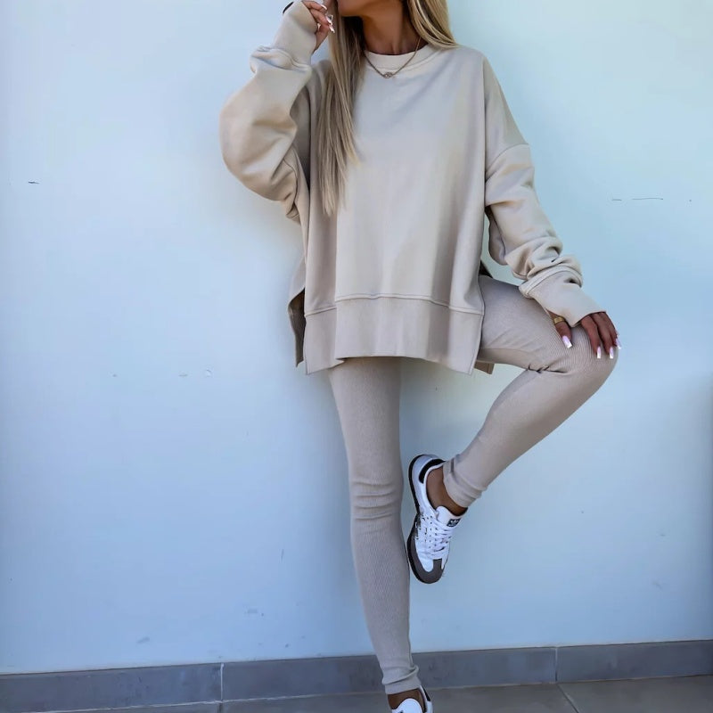 ⏳ 💖Black Friday Mega Deal – 50% off!💖 Women's Long Sleeve Printed Sweatshirt and Leggings 2-piece Set