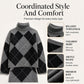 ⏳LAST DAY SALE 🍂✨ Women's Argyle Knit Sweater & Skirt Set – Elegant, Cosy & Effortlessly Chic