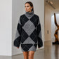 ⏳LAST DAY SALE 🍂✨ Women's Argyle Knit Sweater & Skirt Set – Elegant, Cosy & Effortlessly Chic