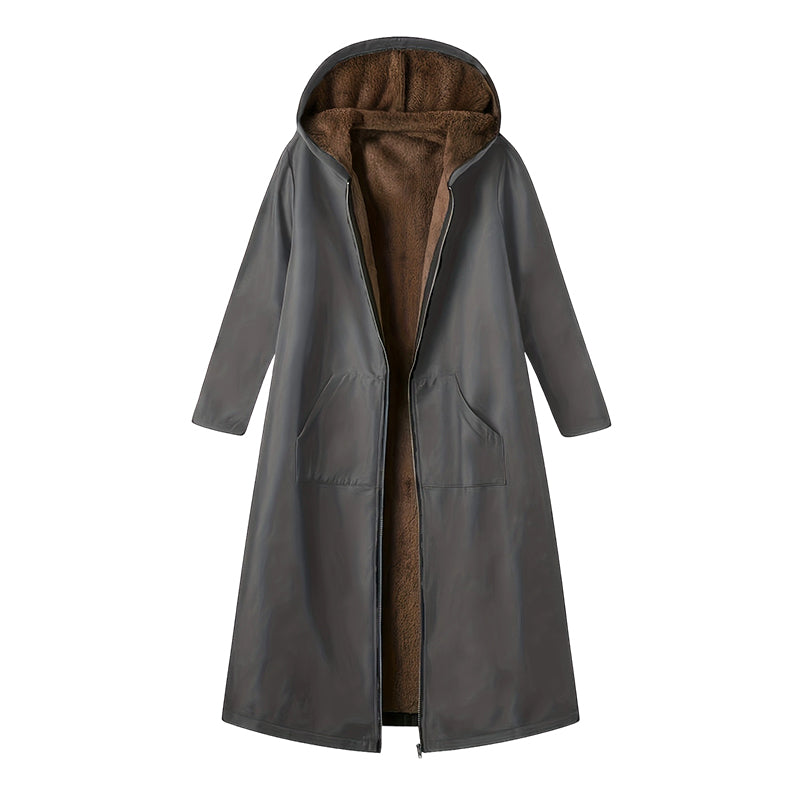✨👚Women’s Vintage Fuzzy-Lined Long Coat With Hood
