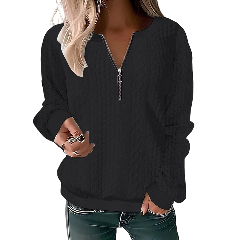 🍂 New Arrival ✨ Women’s Half-Zip Cable Knit Sweater – Elegant Warmth For Everyday Style 🤍