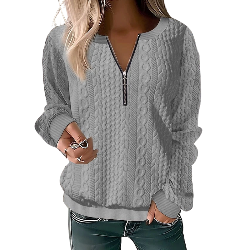 🍂 New Arrival ✨ Women’s Half-Zip Cable Knit Sweater – Elegant Warmth For Everyday Style 🤍