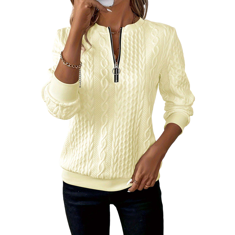 🍂 New Arrival ✨ Women’s Half-Zip Cable Knit Sweater – Elegant Warmth For Everyday Style 🤍