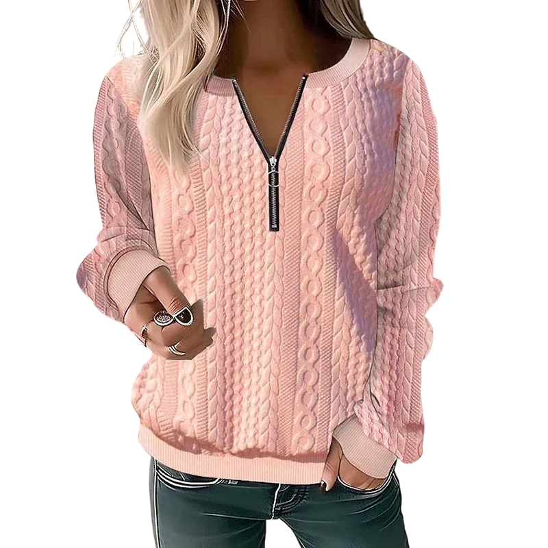 🍂 New Arrival ✨ Women’s Half-Zip Cable Knit Sweater – Elegant Warmth For Everyday Style 🤍