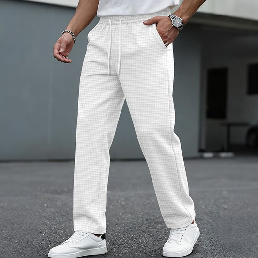 👖 Pull On & Go | Men's Waffle-Knit Drawstring Straight-Leg Pants
