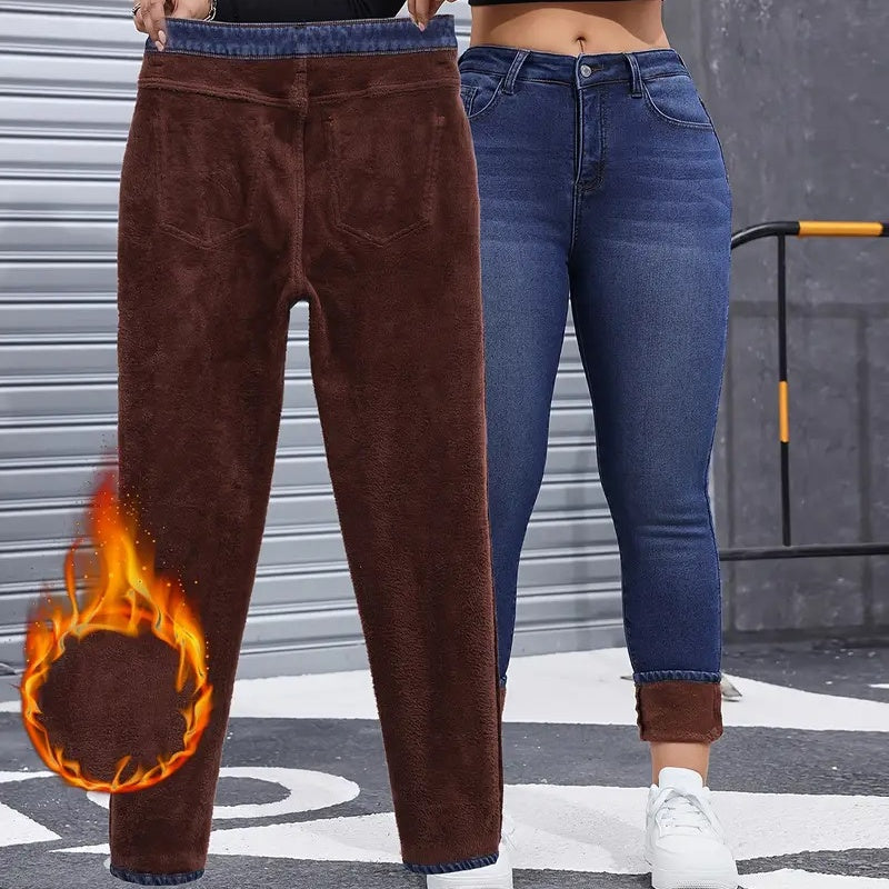 👖 Warm Denim Without the Bulk ❄️Women's High-Stretch Plush-Lined Skinny Jeans