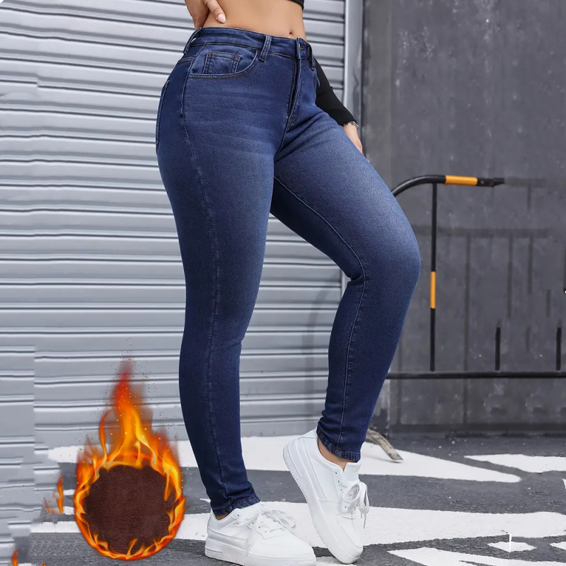 👖 Warm Denim Without the Bulk ❄️Women's High-Stretch Plush-Lined Skinny Jeans