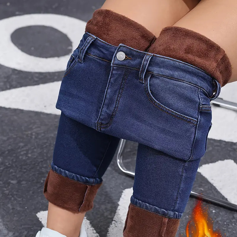 👖 Warm Denim Without the Bulk ❄️Women's High-Stretch Plush-Lined Skinny Jeans