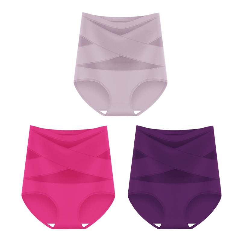 🌸Last Day-Buy 1 Get 3 Packs✨Plus-Size High-Waist Cross Tummy Control Panties