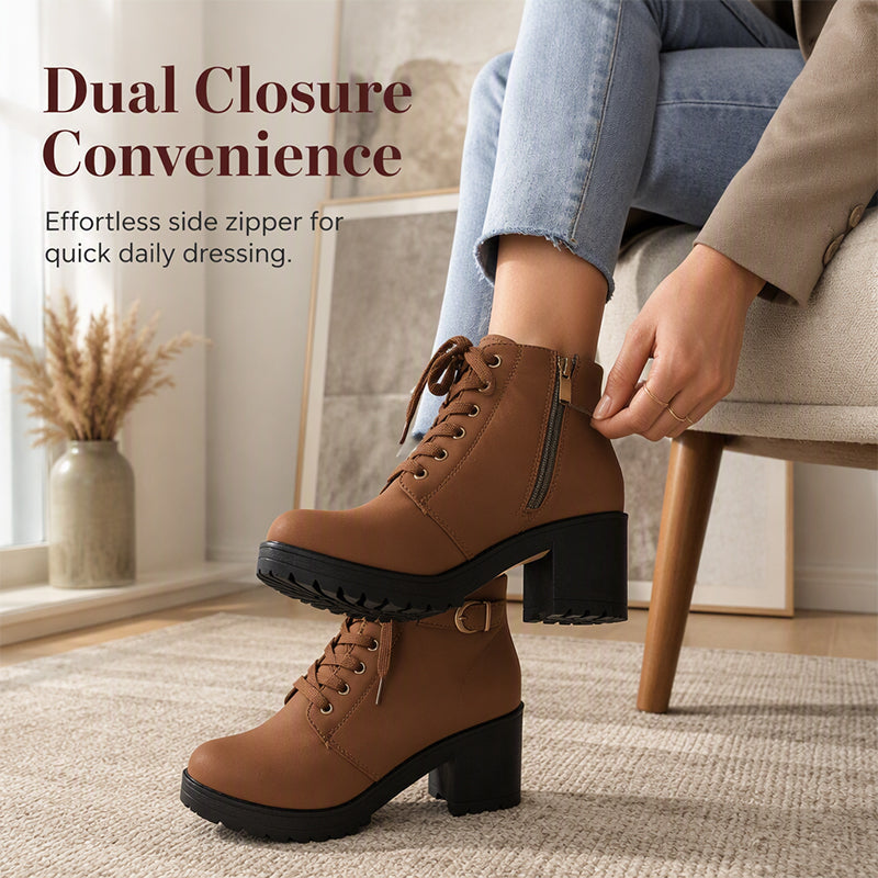 👢 Stable Steps, Western Edge 🌹 Women's Side-Zip Chunky Heel Ankle Boots