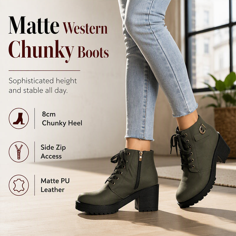 👢 Stable Steps, Western Edge 🌹 Women's Side-Zip Chunky Heel Ankle Boots