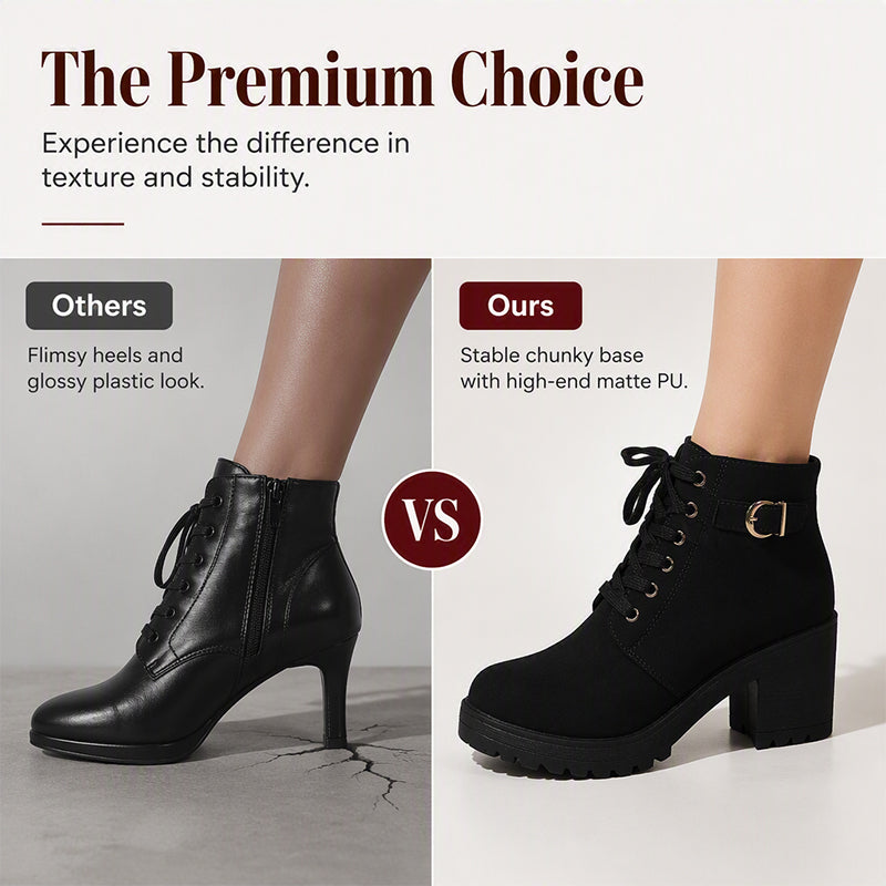 👢 Stable Steps, Western Edge 🌹 Women's Side-Zip Chunky Heel Ankle Boots