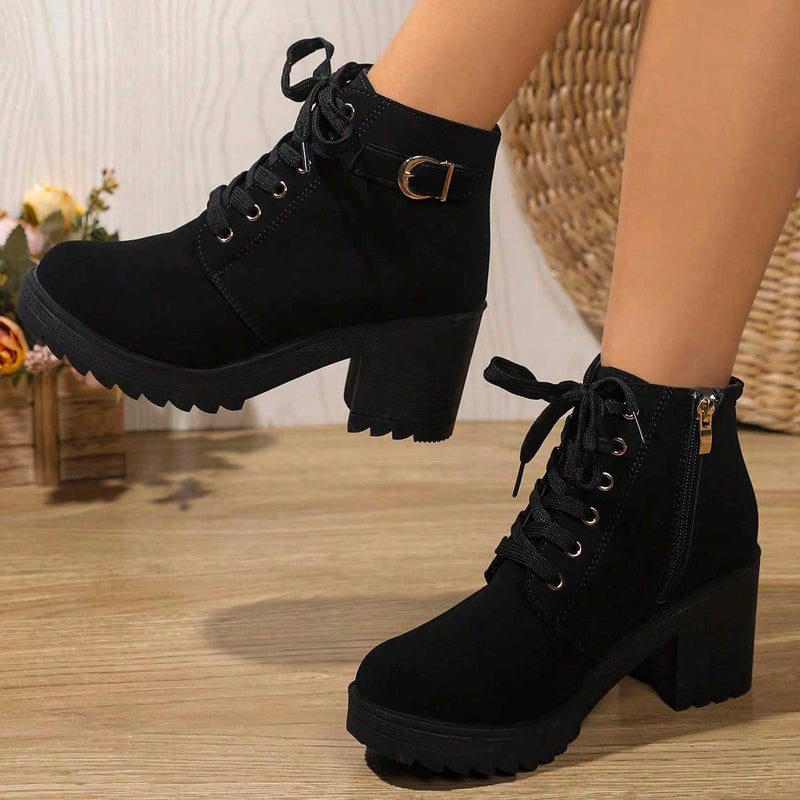 👢 Stable Steps, Western Edge 🌹 Women's Side-Zip Chunky Heel Ankle Boots