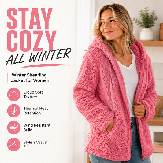 🍂🧥Women's Cozy Fuzzy Hooded Jacket – Soft Zip-Up Outerwear for Everyday Warmth