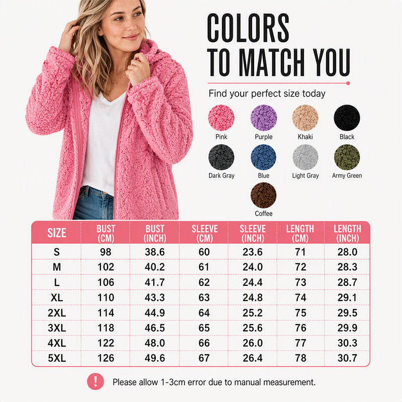 🍂🧥Women's Cozy Fuzzy Hooded Jacket – Soft Zip-Up Outerwear for Everyday Warmth