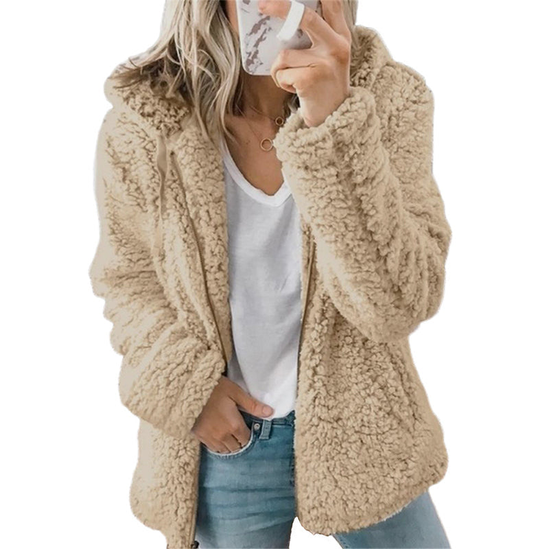🍂🧥Women's Cozy Fuzzy Hooded Jacket – Soft Zip-Up Outerwear for Everyday Warmth