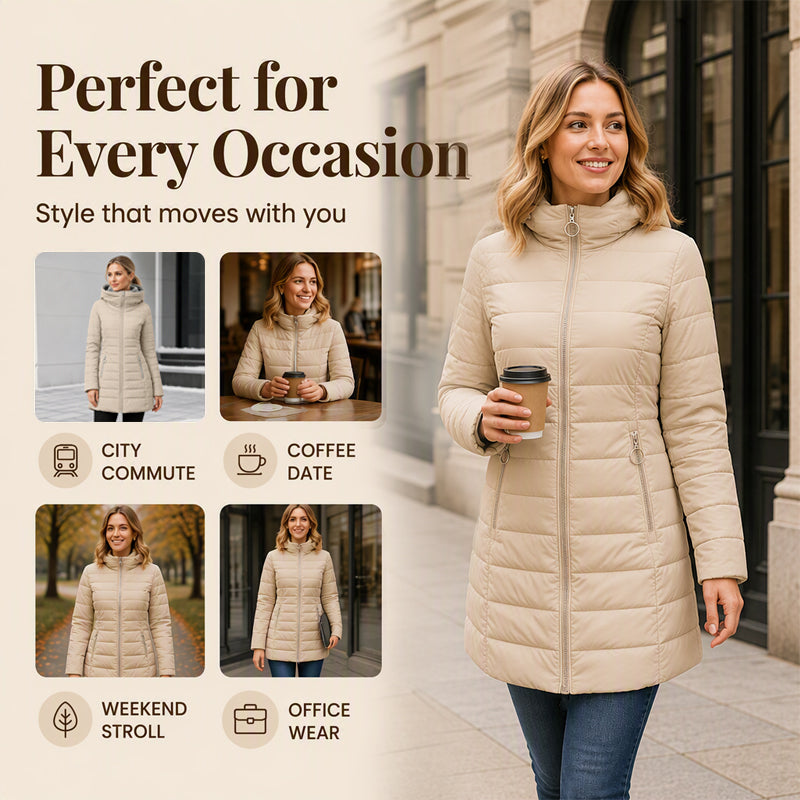 ❄️Warmth Without the Bulk | Women's Plush-Lined Hooded Mid-Length Coat⚡ Free Shipping