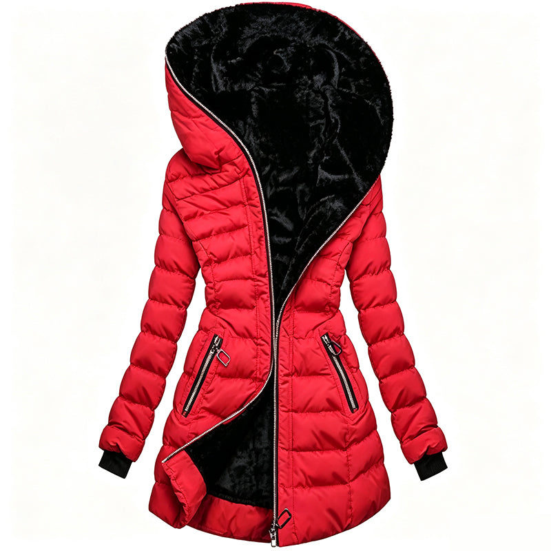 ❄️Warmth Without the Bulk | Women's Plush-Lined Hooded Mid-Length Coat⚡ Free Shipping