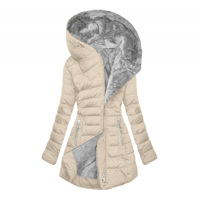 ❄️Warmth Without the Bulk | Women's Plush-Lined Hooded Mid-Length Coat⚡ Free Shipping