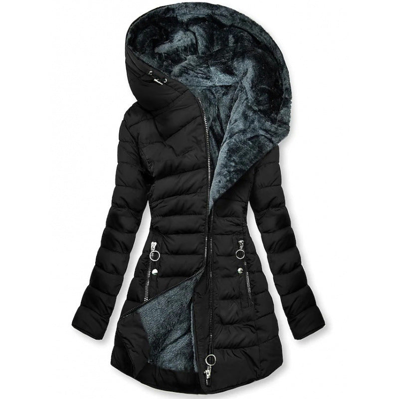 ❄️Warmth Without the Bulk | Women's Plush-Lined Hooded Mid-Length Coat⚡ Free Shipping