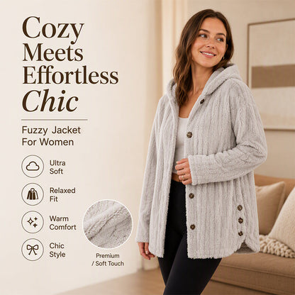 ⏳ Limited Time 60% Off!❄️Women's Loose-Fit Hooded Plush Jacket