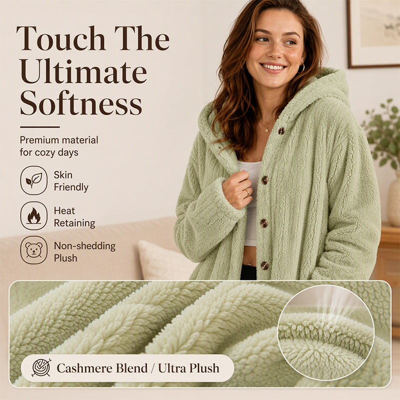 ⏳ Limited Time 60% Off!❄️Women's Loose-Fit Hooded Plush Jacket