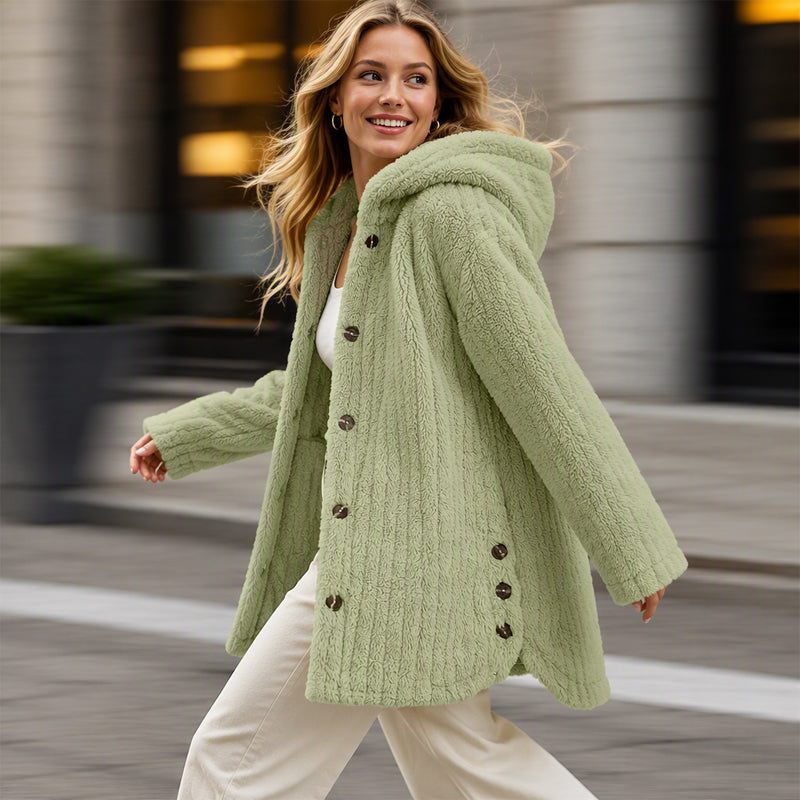 ⏳ Limited Time 60% Off!❄️Women's Loose-Fit Hooded Plush Jacket
