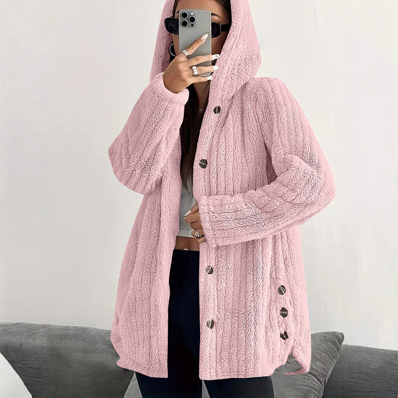 ⏳ Limited Time 60% Off!❄️Women's Loose-Fit Hooded Plush Jacket